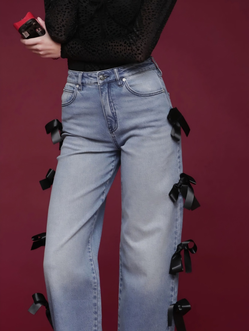 High Waist Jean With Bow Detail
